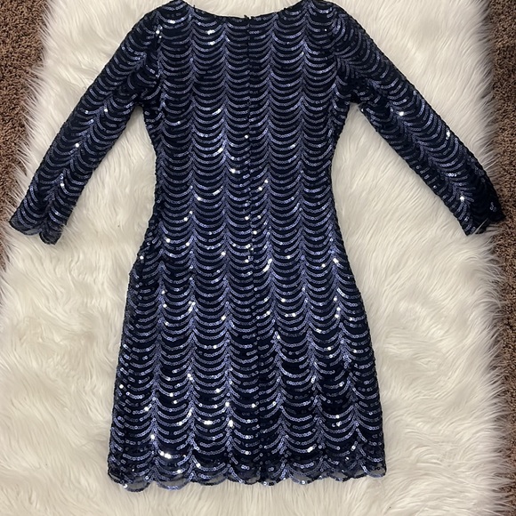 Gianni Bini Long Sleeve Blue Sequin Mini Dress - Picture 4 of 4